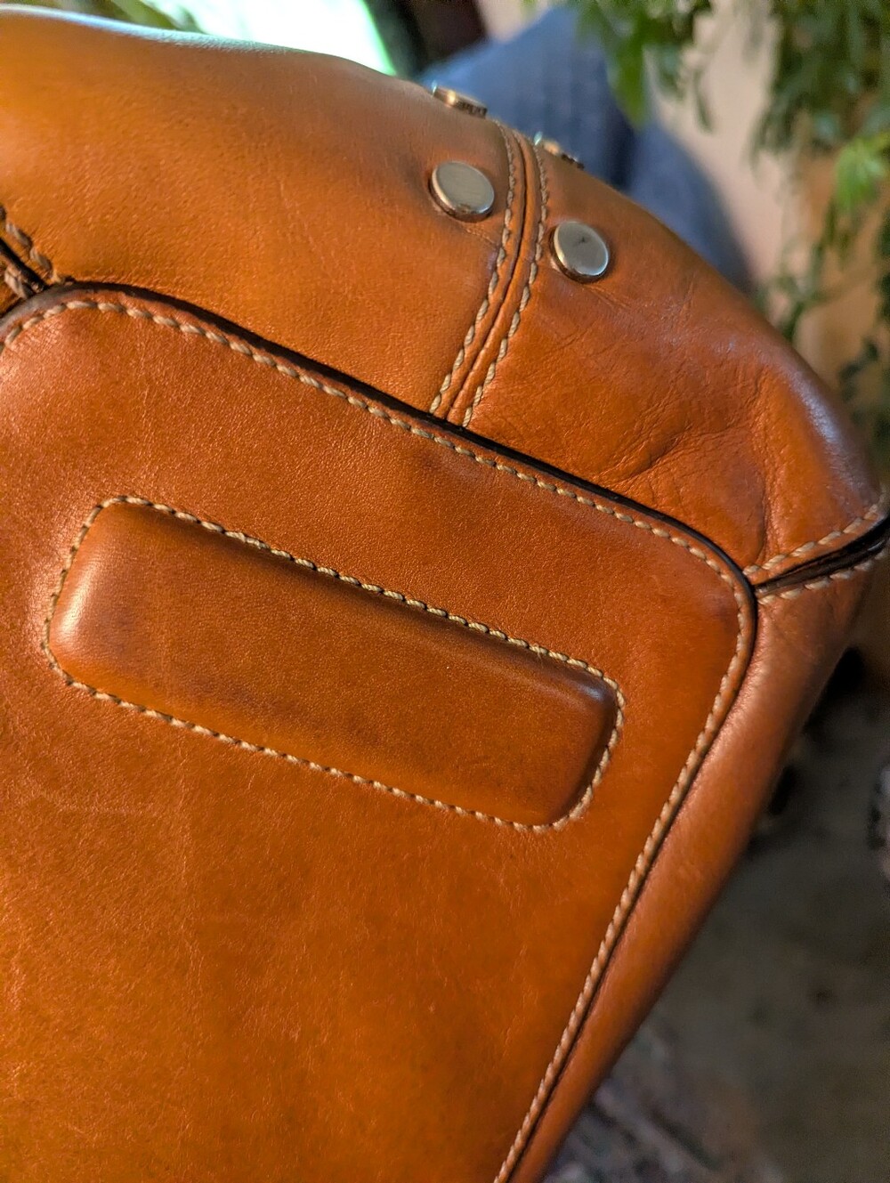Cole Haan Burgundy Tan Leather Satchel. - Picture 2 of 11